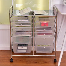Load image into Gallery viewer, 12 Storage Drawer Organizer Bins Rolling Cart
