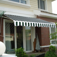 Load image into Gallery viewer, Manual Patio 8.2&#39;×6.5&#39; Retractable Deck Awning Sunshade Shelter Canopy Outdoor-Stripe Green &amp; White
