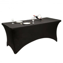Load image into Gallery viewer, 2Pcs 8 ft Rectangular Spandex Wedding Tablecloth-Black
