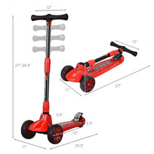 Load image into Gallery viewer, Adjustable Height Folding Aluminum Kids Kick Scooter-Red
