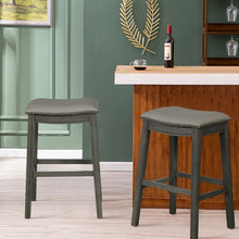Load image into Gallery viewer, 29&quot; Set of 2 Saddle Nailhead Kitchen Counter Chair-Gray
