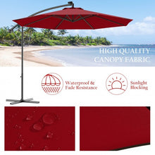 Load image into Gallery viewer, 10 Inch Patio Hanging Solar LED Umbrella Sun Shade with Cross Base-Burgundy
