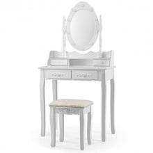Load image into Gallery viewer, Makeup Vanity Dressing Table Set with Dimmable Bulbs Cushioned Stool-White
