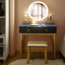 Load image into Gallery viewer, Makeup Vanity Table Set 3 Color Lighting Dressing Table-Navy
