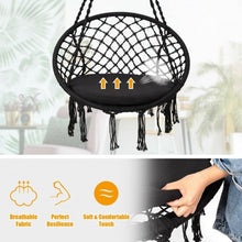 Load image into Gallery viewer, Macrame Cushioned Hanging Swing Hammock Chair-Black
