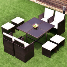 Load image into Gallery viewer, 9 pcs Wicker Rattan Cube Garden Furniture Set
