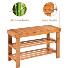 Load image into Gallery viewer, 3 Tier Bamboo Bench Storage Shoe Shelf-Natural

