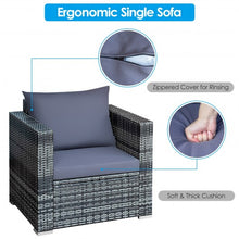 Load image into Gallery viewer, 3 Pcs Patio Rattan Furniture Bistro Set with Cushioned Sofa
