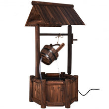 Load image into Gallery viewer, Garden Rustic Wishing Well Wooden Water Fountain with Pump
