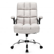 Load image into Gallery viewer, Adjustable Swivel Office Chair with High Back and Flip-up Arm for Home and Office-Beige
