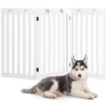 Load image into Gallery viewer, 36&quot; Folding Wooden Freestanding Pet Gate Dog Gate w/360° Flexible Hinge-White
