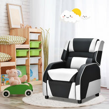 Load image into Gallery viewer, Kids Youth PU Leather Gaming Sofa Recliner with Headrest and Footrest-White
