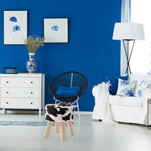 Load image into Gallery viewer, Cow Pattern Faux Fur Round Stool with 4 Wooden Legs
