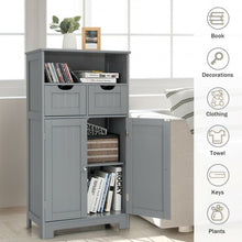 Load image into Gallery viewer, Bathroom Wooden Side Cabinet  with 2 Drawers and 2 Doors-Gray
