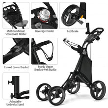 Load image into Gallery viewer, Lightweight Foldable Collapsible 4 Wheels Golf Push Cart-Gray

