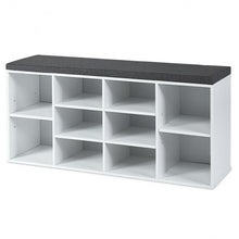Load image into Gallery viewer, 10-Cube Organizer  Entryway Padded Shoe Storage Bench-White
