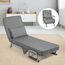 Load image into Gallery viewer, Folding 5 Position Convertible Armchair Couch with Pillow-Gray
