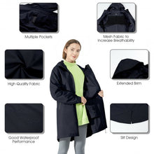 Load image into Gallery viewer, Hooded  Women&#39;s Wind &amp; Waterproof Trench Rain Jacket-Navy-S
