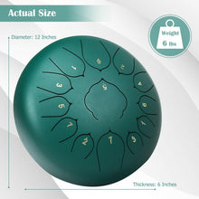 Load image into Gallery viewer, Steel Tongue Handpan Drum 13 Notes 12�-Green
