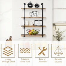 Load image into Gallery viewer, 4-Shelf Rustic Pipe Shelving Unit Vintage Industrial Pipe Wall Shelf

