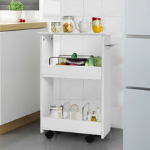 Load image into Gallery viewer, Slim Rolling 3-Tier Bathroom  Mobile Shelving Cabinet wih Handle
