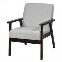 Load image into Gallery viewer, Solid Rubber Wood Fabric Accent Armchair-Light Gray
