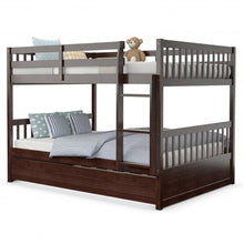 Load image into Gallery viewer, Full over Full Bunk Bed Platform Wood Bed-Brown
