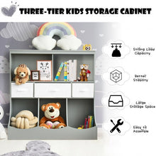 Load image into Gallery viewer, Freestanding Combo Cubby Bin Storage Organizer Unit W/3 Baskets-Gray
