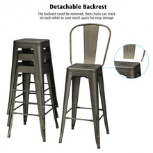 Load image into Gallery viewer, 30" Height Set of 4 High Back Metal Industrial Bar Stools-Gun
