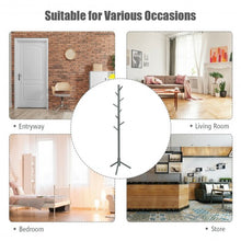 Load image into Gallery viewer, 2 Heights Wooden Coat Rack with 8 Hooks-Gray

