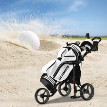 Load image into Gallery viewer, 3 Wheels Folding Golf Push Cart with Seat Scoreboard and Adjustable Handle-Gray
