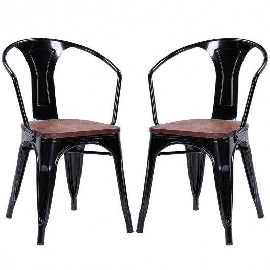 Set of 2 Tolix Style Armchair-Black