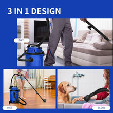 Load image into Gallery viewer, 3 in 1 6.6 Gallon 4.8 Peak HP Wet Dry Vacuum Cleaner with Blower-Blue
