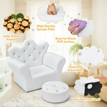 Load image into Gallery viewer, Children Upholstered Princess Sofa with Ottoman and Diamond Decoration for Boys and Girls-White
