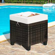 Load image into Gallery viewer, 2PCS Patio Rattan Ottoman Cushioned Seat-Beige
