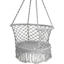 Load image into Gallery viewer, Hanging Hammock Chair Macrame Swing Hand Woven Cotton Backrest-Gray
