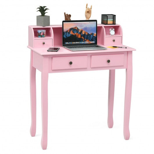 Removable Floating Organizer 2-Tier Mission Home Computer Vanity Desk-Pink