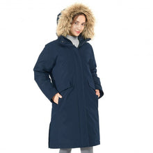 Load image into Gallery viewer, Women&#39;s Hooded Long Down Coat with Faux-fur Trim-Navy-M
