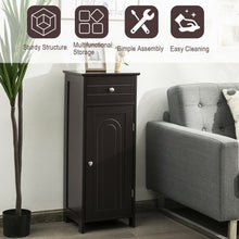 Load image into Gallery viewer, Wooden Storage Free-Standing Floor Cabinet with Drawer and Shelf-Brown
