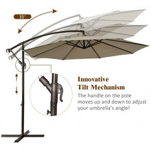 Load image into Gallery viewer, 10 Ft Patio Offset Hanging Umbrella with Easy Tilt Adjustment-Tan
