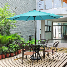 Load image into Gallery viewer, 9Ft Solar LED Market Umbrella with Aluminum Crank Tilt 16 Strip Lights-Turquoise
