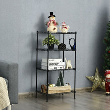 Load image into Gallery viewer, 4-Wire Shelving Metal Adjustable Storage Rack with Removable Hooks-Black
