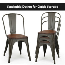 Load image into Gallery viewer, Set of 4 Stackable Tolix Style Metal Wood Dining Chair-Gun
