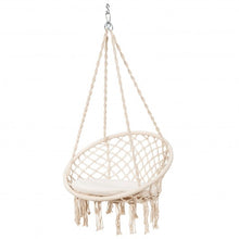 Load image into Gallery viewer, Macrame Cushioned Hanging Swing Hammock Chair-Beige
