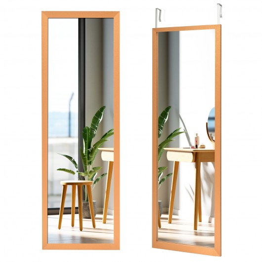 Wood Frame Full Length Hanging Mirror-Golden