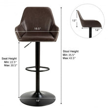 Load image into Gallery viewer, Retro Comfortable Adjustable Swivel Bar Stools with PU Leather Seat and Footrest

