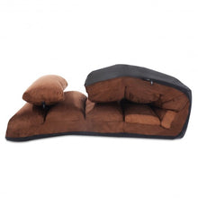 Load image into Gallery viewer, Folding Lazy Sofa Chair Stylish Sofa Couch Beds Lounge Chair W/Pillow-coffee
