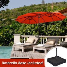 Load image into Gallery viewer, 15 Ft Solar LED Patio Double-sided Umbrella Market Umbrella with Weight Base-Orange
