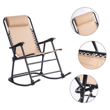 Load image into Gallery viewer, Outdoor Patio Headrest Folding Zero Gravity Rocking Chair-Beige
