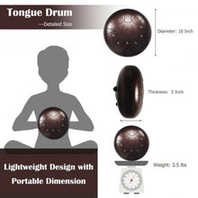 Load image into Gallery viewer, 10&quot; High Carbon 11 Notes Steel Tongue Drum with Drum Hammer-Coffee
